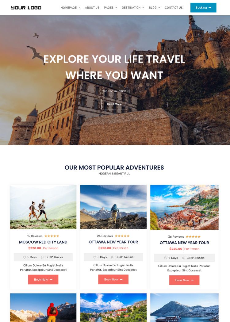 Travel & Tours Booking Website Template