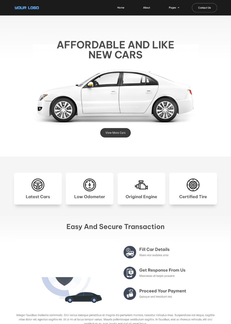 Used Car Dealer Website Template