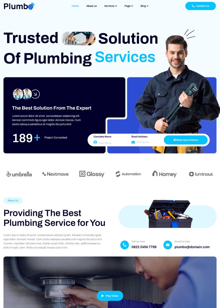Plumber & Plumbing Services Website Template