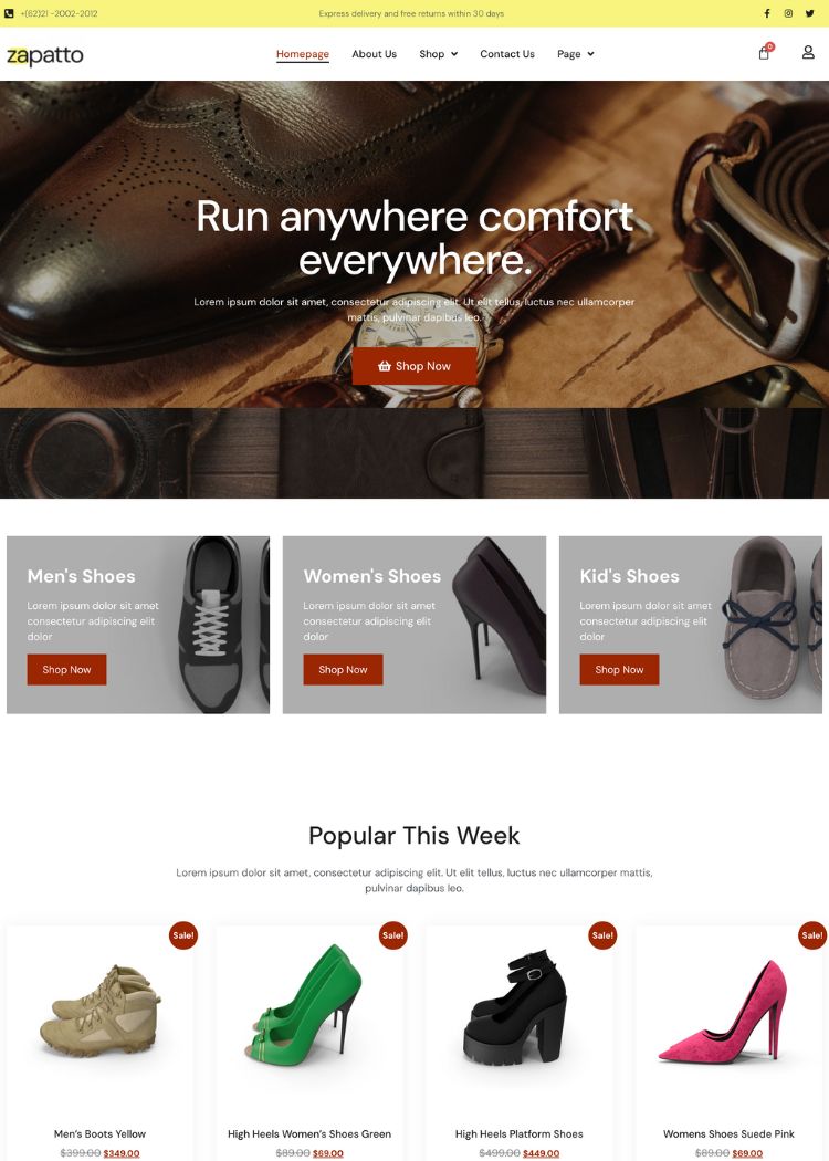 Shoes Store WooCommerce Website Template