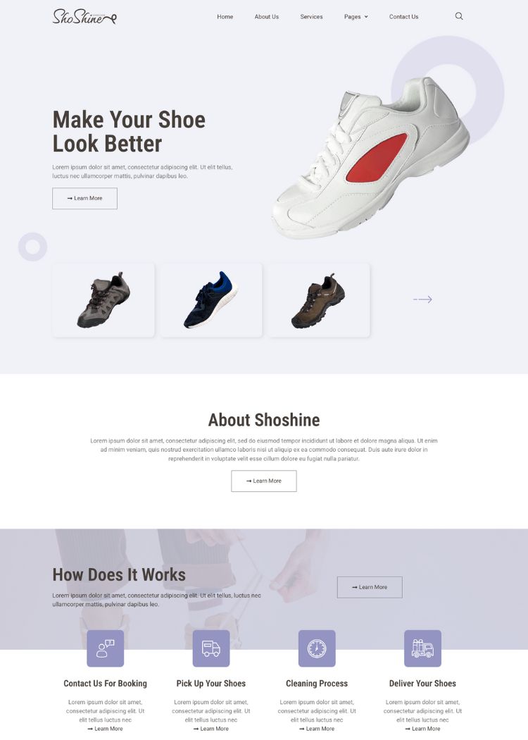 Shoes Cleaning Service Website Template