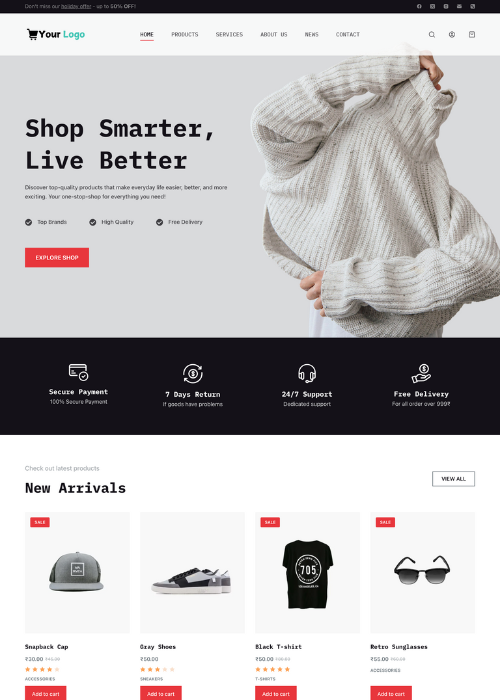 fashion eCommerce Website Template for wordpress