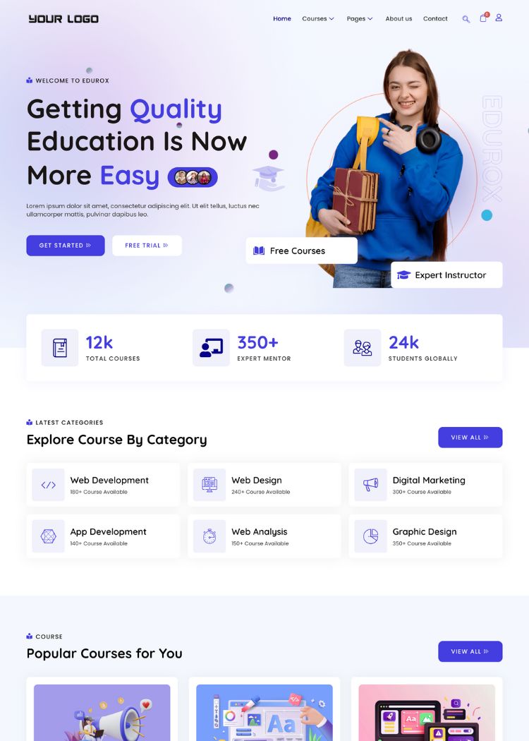 Online Course education Selling Website Template