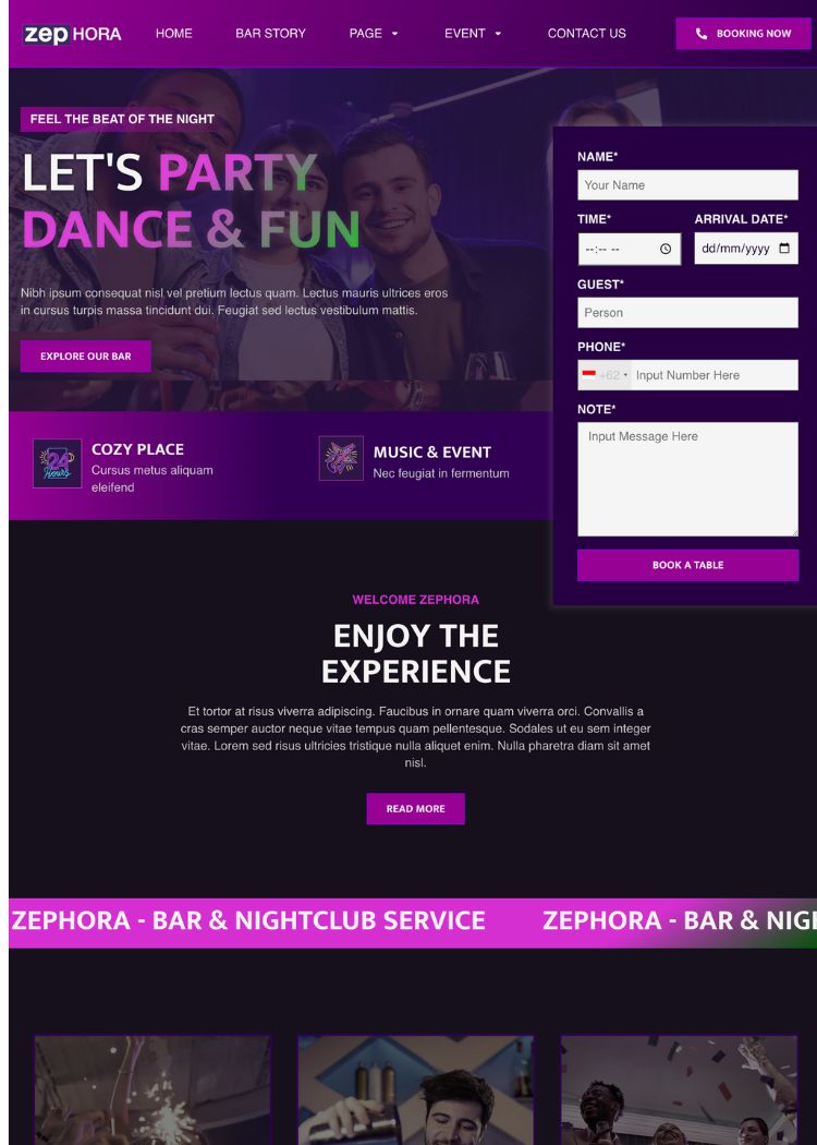 Bar & Night Club Website Template