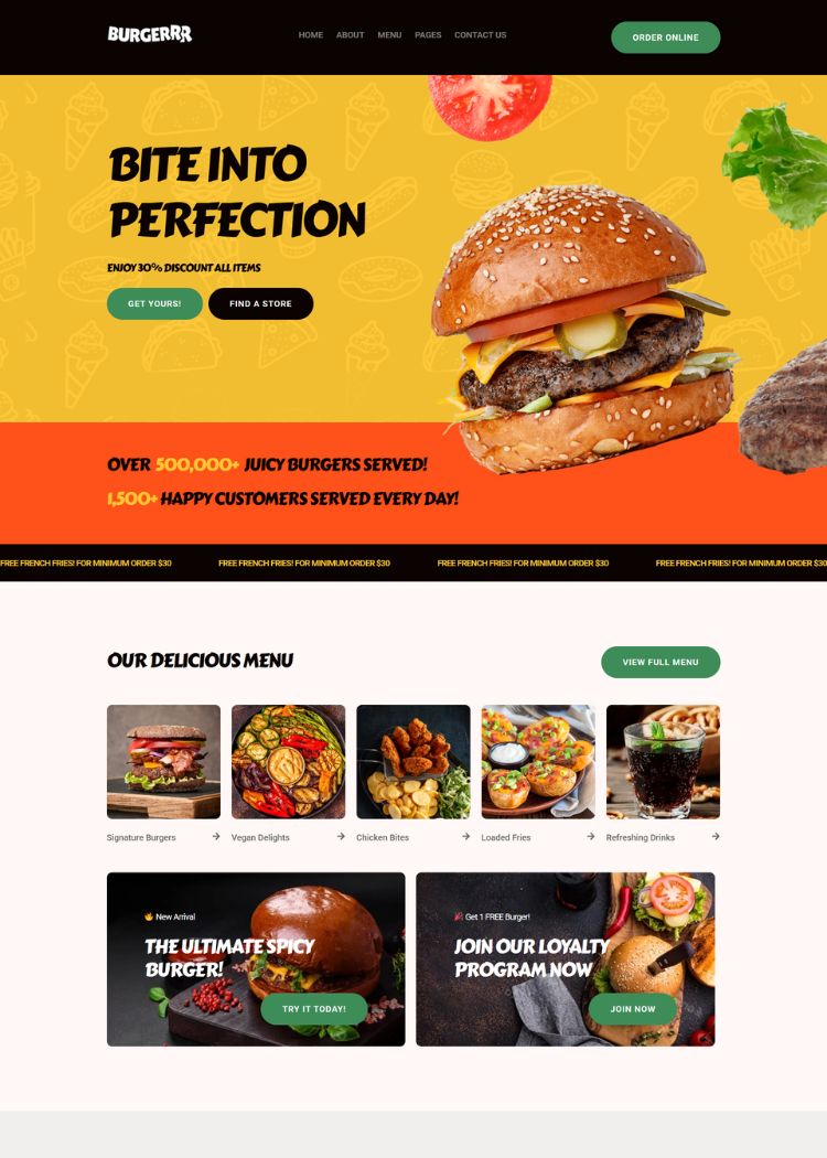 Fast Food Restaurant Website Template