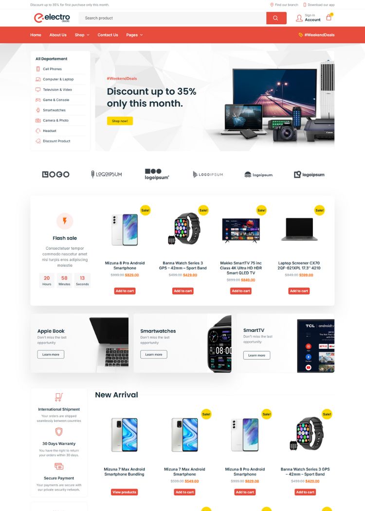 Woocommerce Electronic Store Website Template