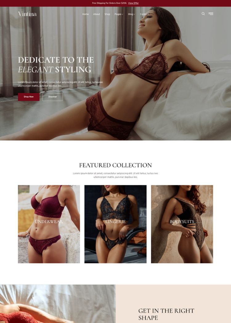 Lingerie & Underwear Store Website Template