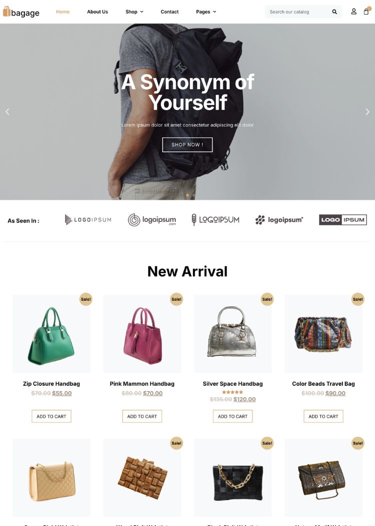 Woocommerce Bag Store Website Template