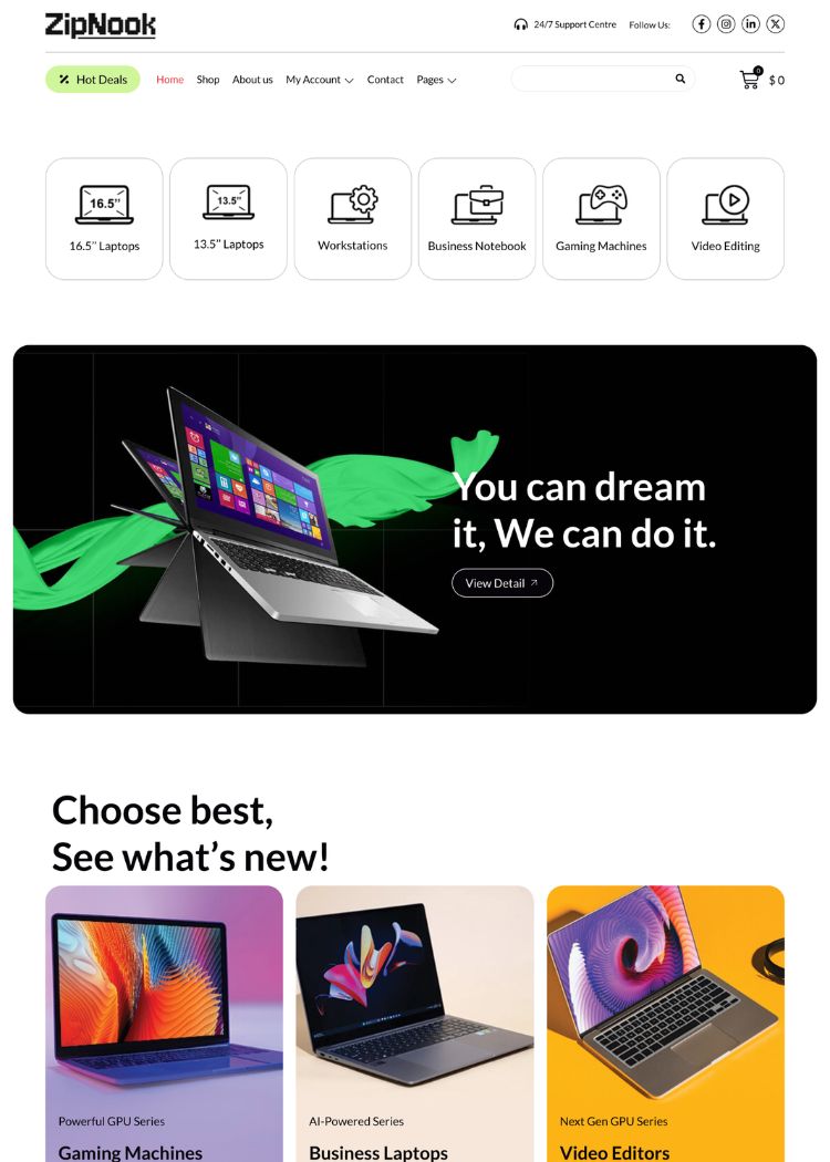 Woocommerce Laptop Store Website Template