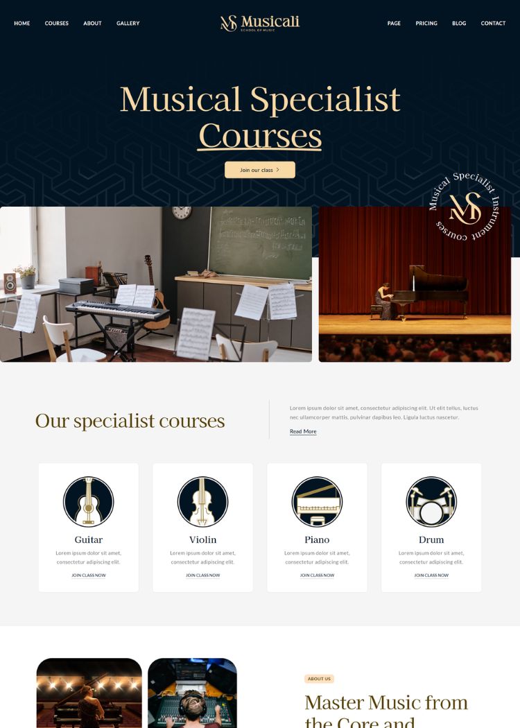 Music School Website Template