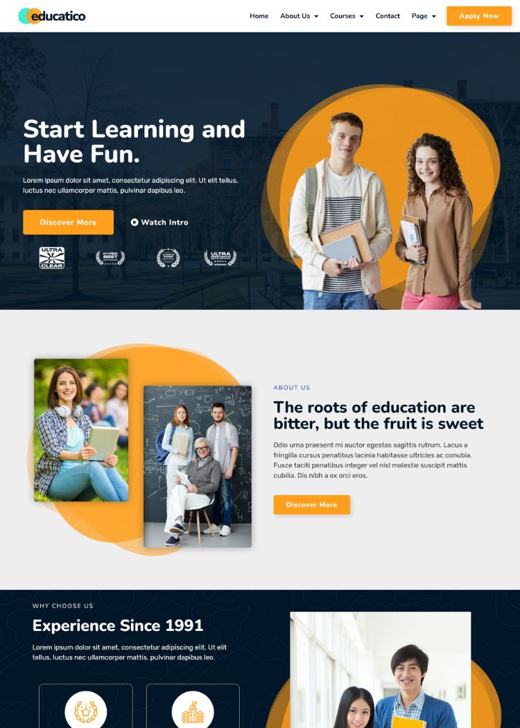 Education School & Online Website Template