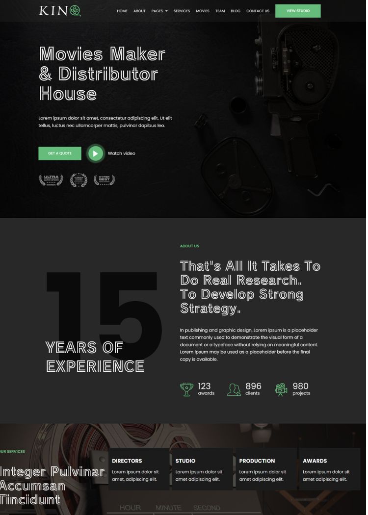 Film Maker & Movie Studio Website Template