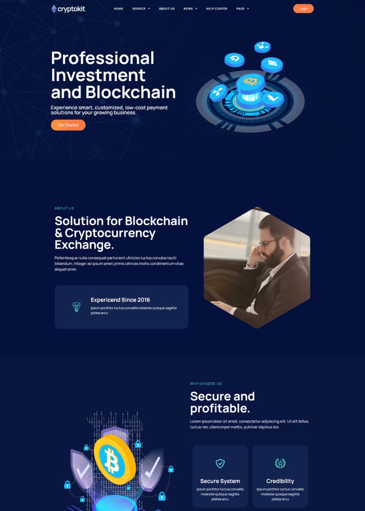  Blockchain Cryptocurrency Website Template