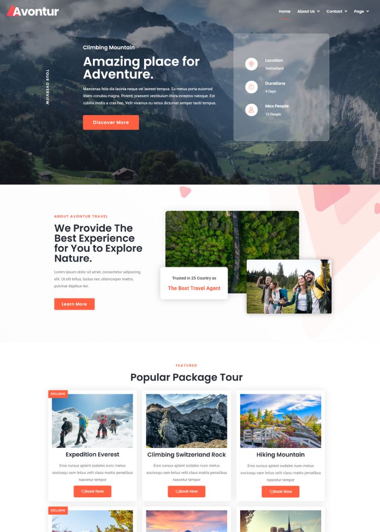  Modern Tour & Travel Website Template