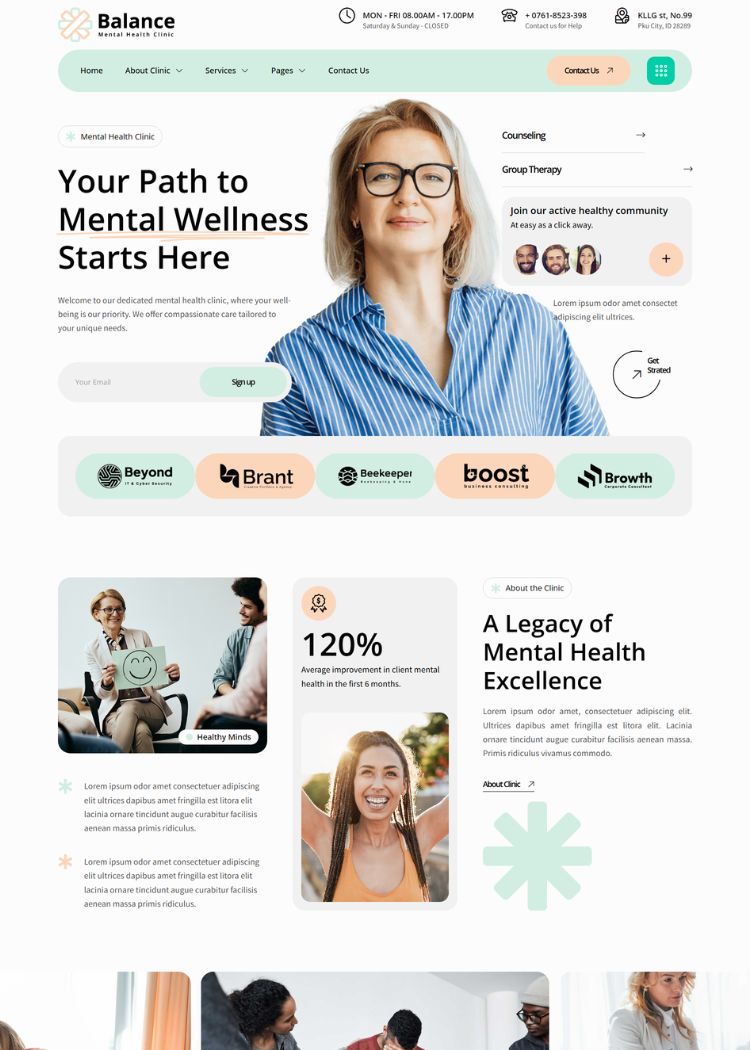 Mental Health Clinic Website Template