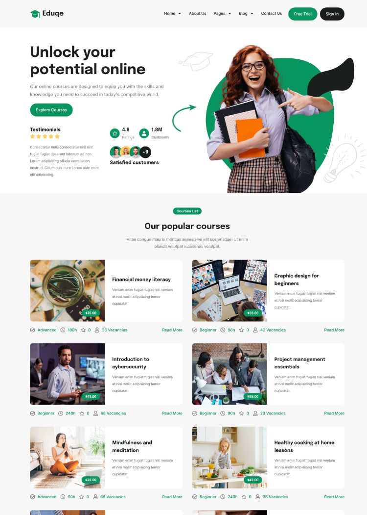 Online Courses Website Template