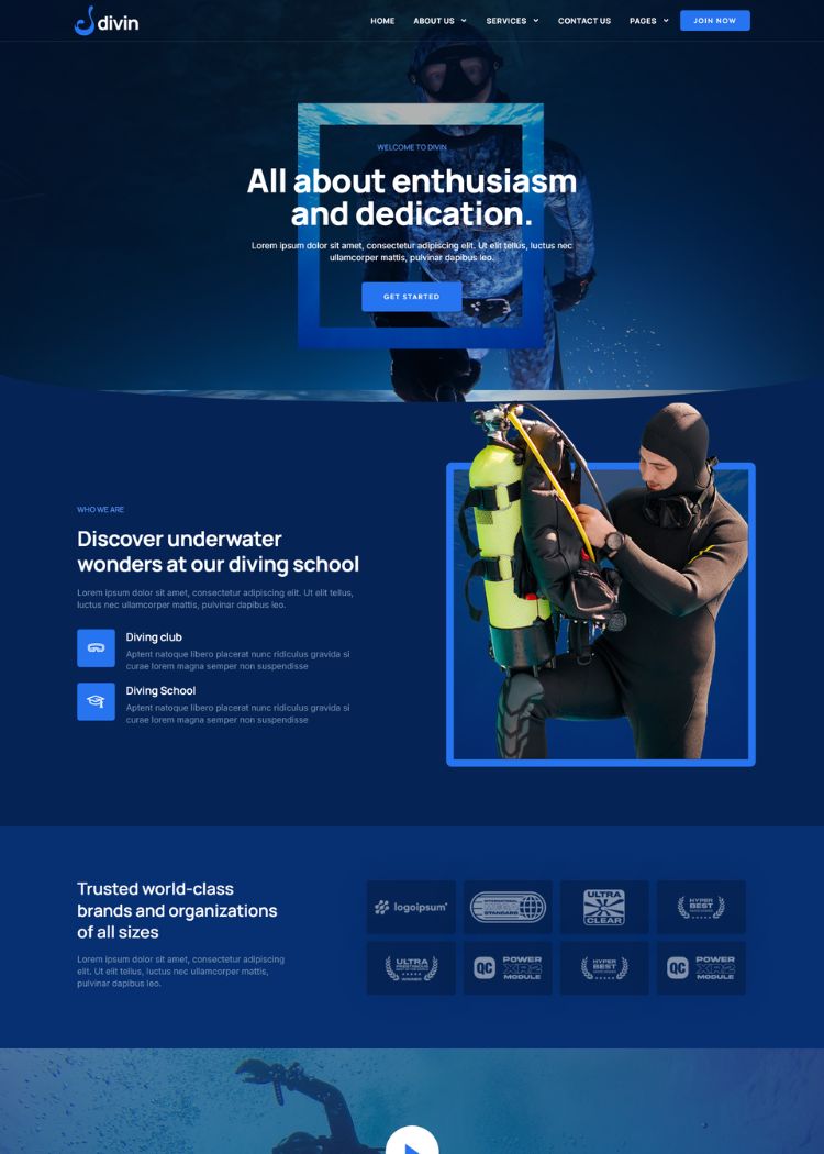 Diving Club Website Template