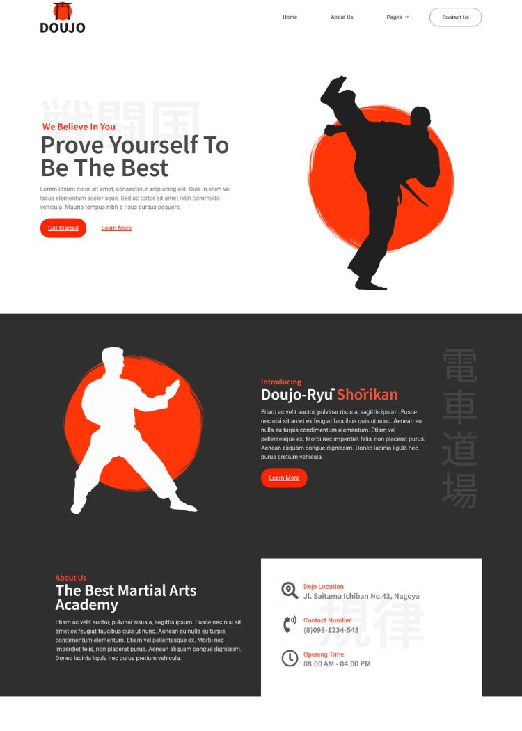 Martial Arts Academy Website Template