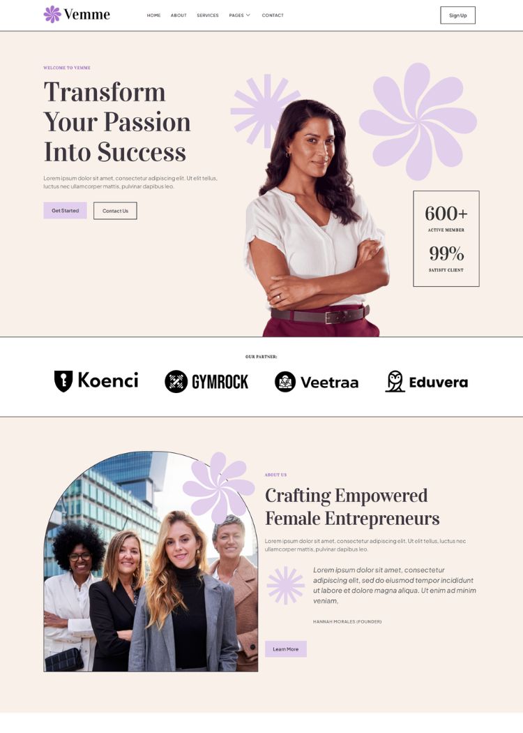 Feminine Business Coaching Website Template