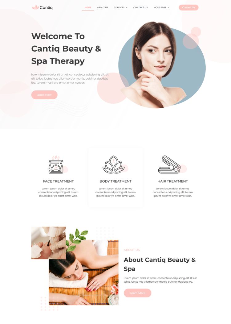 Beauty Spa Salon Therapy Website Template