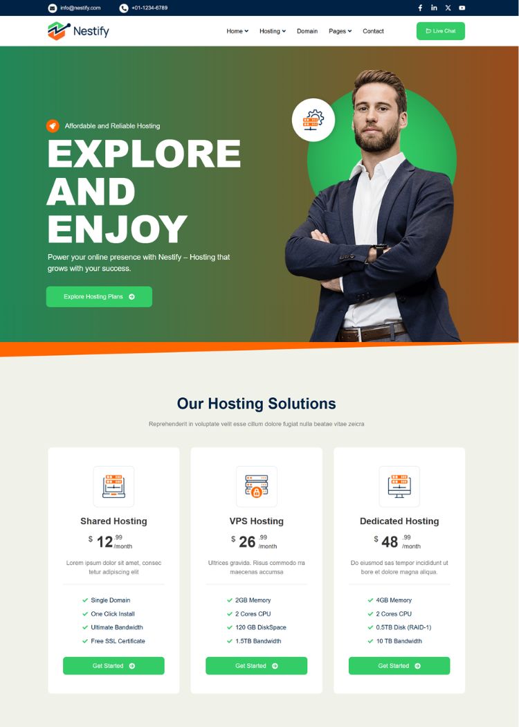  Web Hosting Website Template