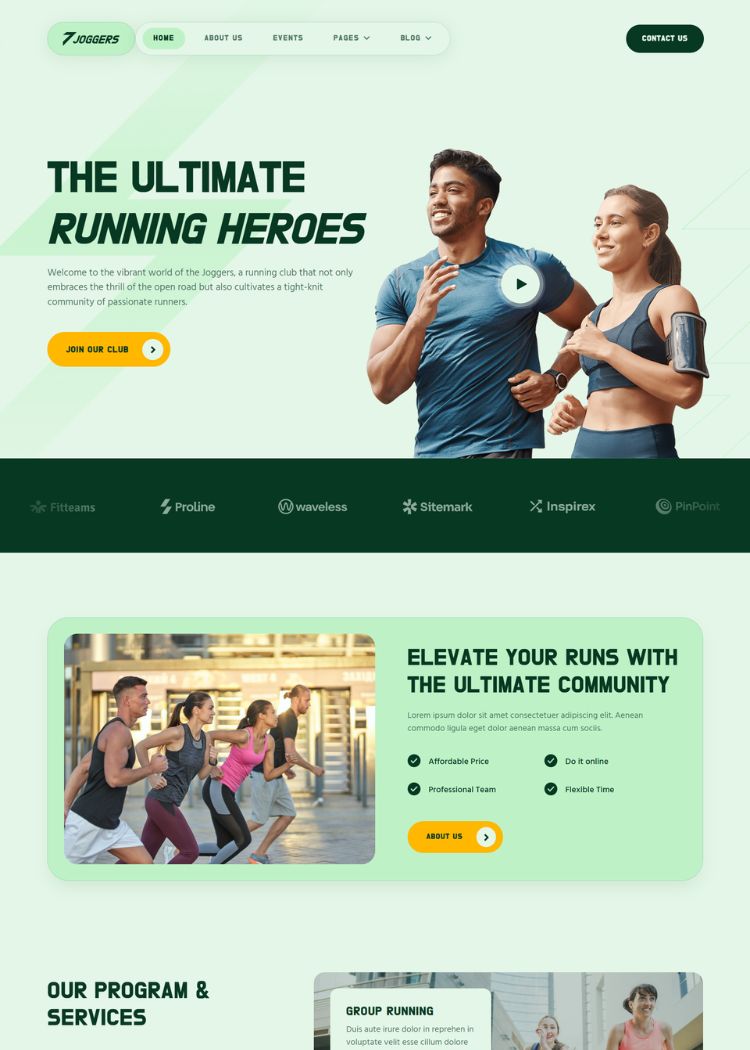 Marathon Running Club & Sports Website Template