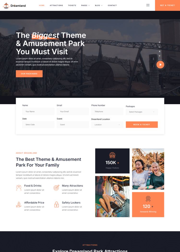 Amusement & Theme Park Website Template