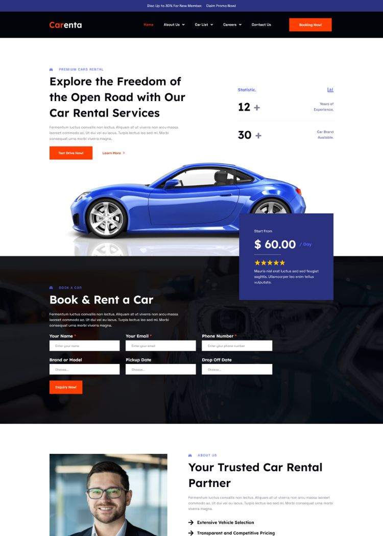 Car Rental Business Website Template