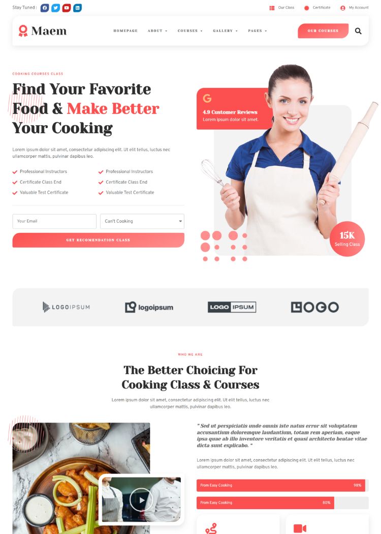 Cooking Courses Website Template