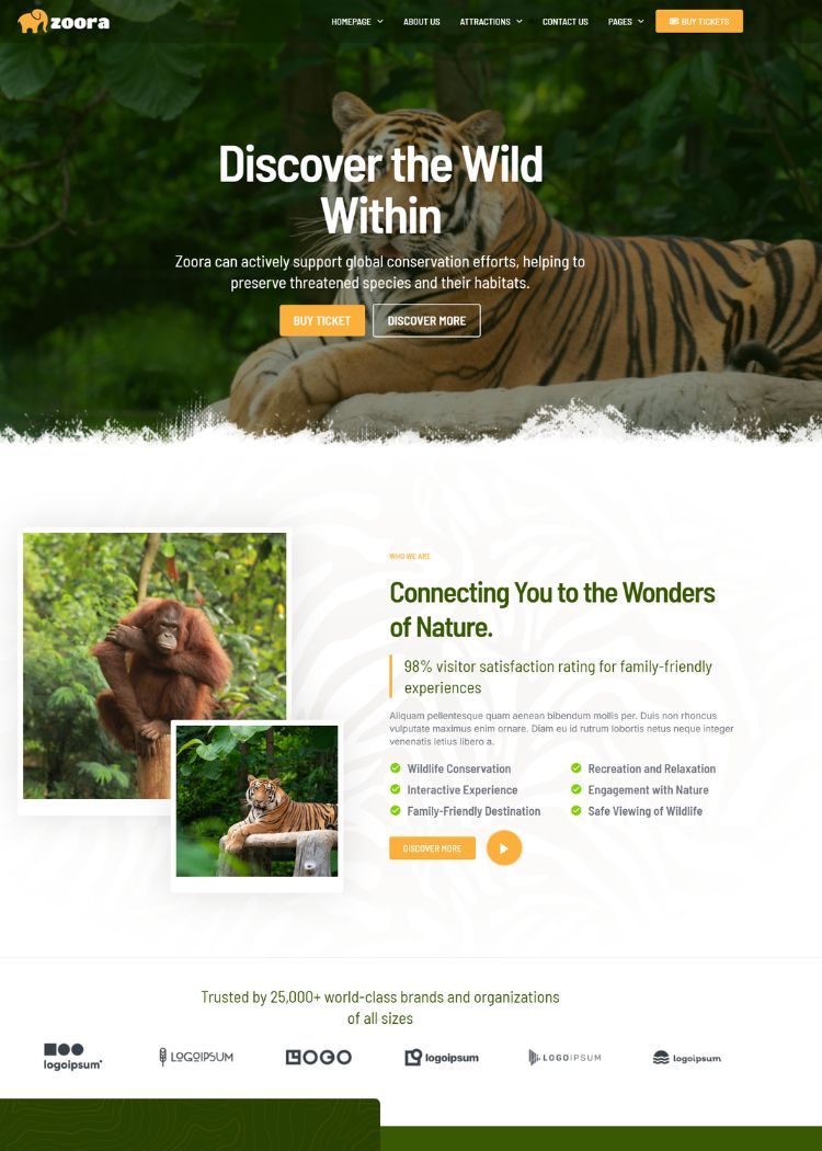 Safari & Zoo Website Template