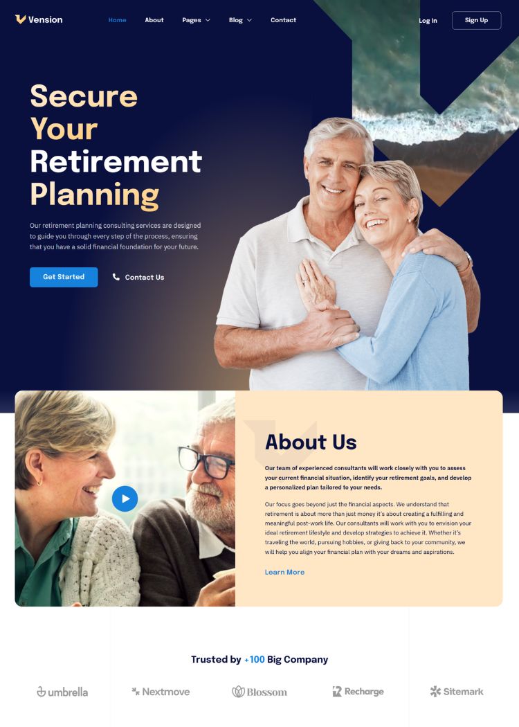 Retirement Planning Consulting Website Template