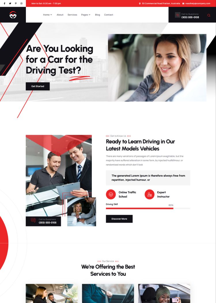 Driving School Website Template