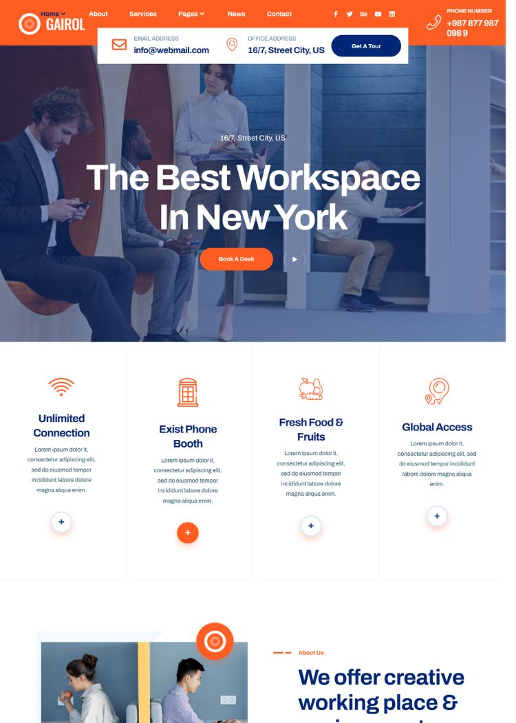 Coworking & Creative Space Website Template