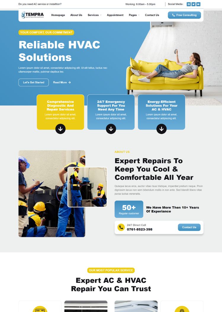 Air Conditioner & HVAC Repair Website Template