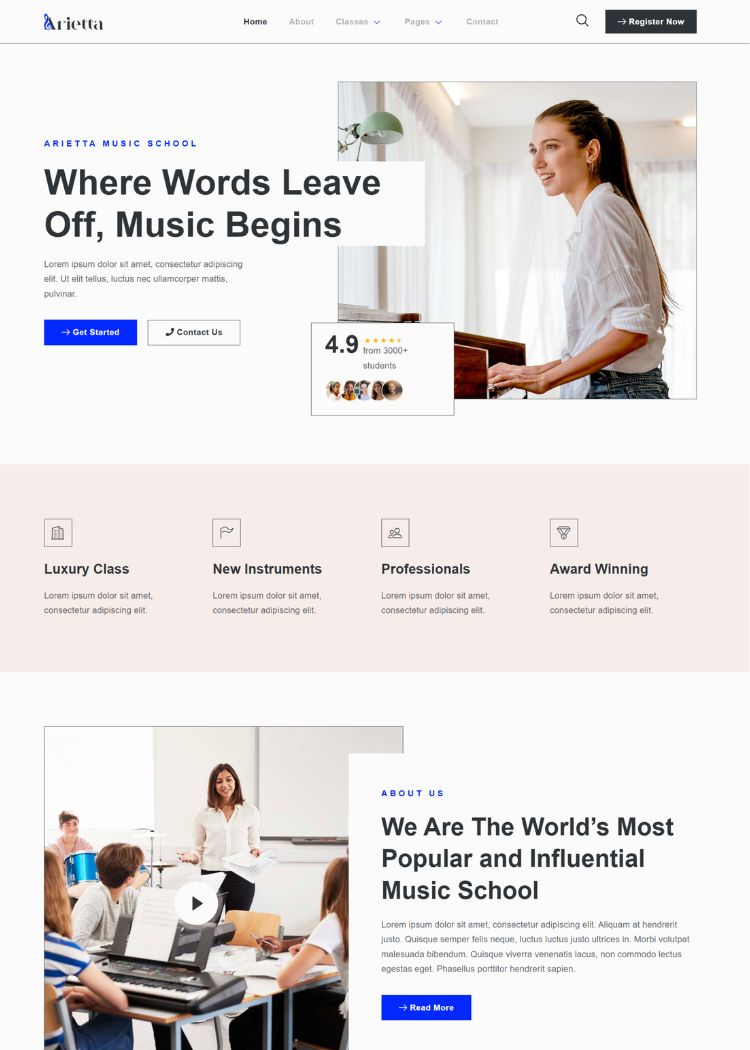 Music School Website Template