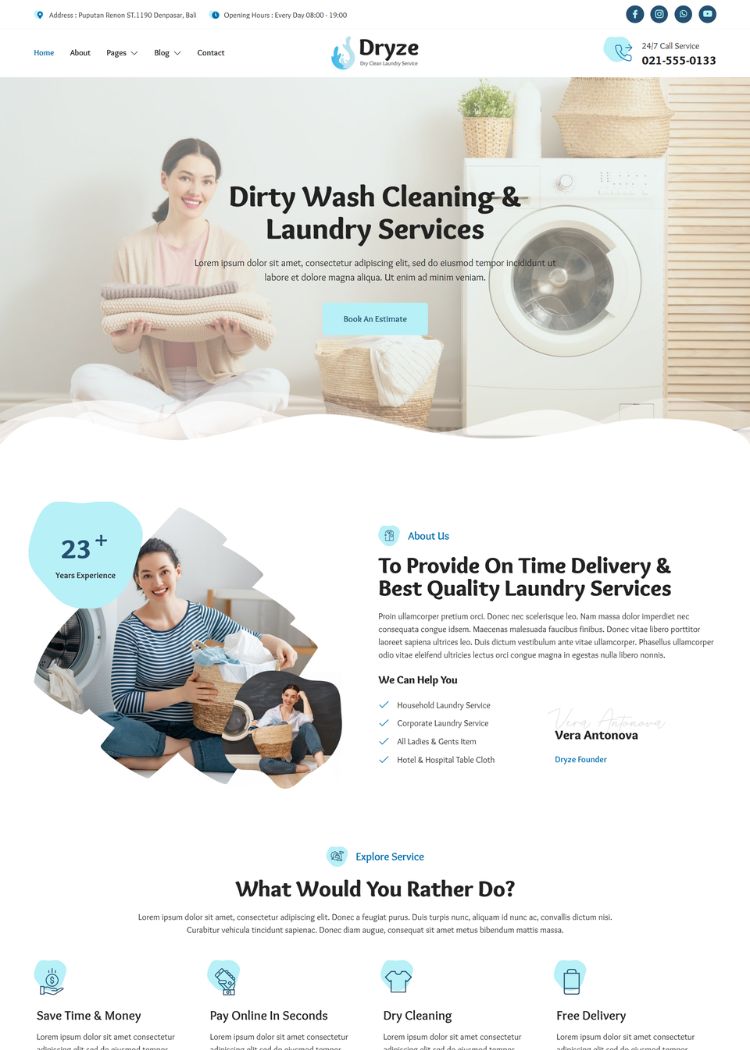 Dry Cleaning & Laundry Service Website Template