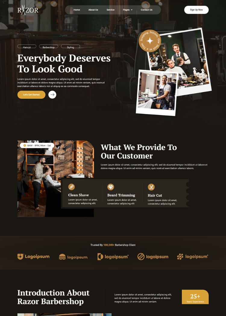 Modern Barbershop Website Template