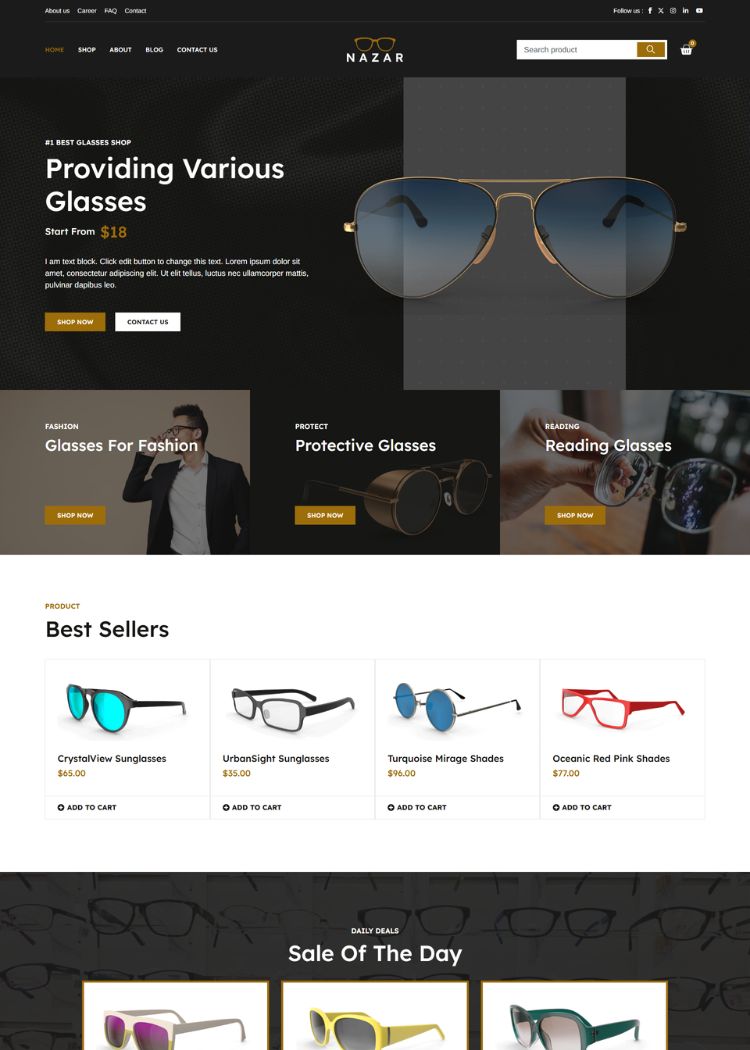 Optical Eyewear Website Template