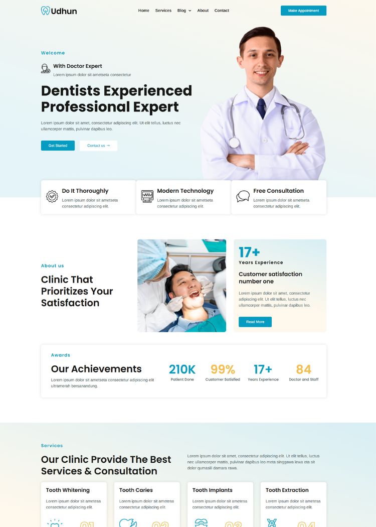 Dentist & Dental Clinic Website Template