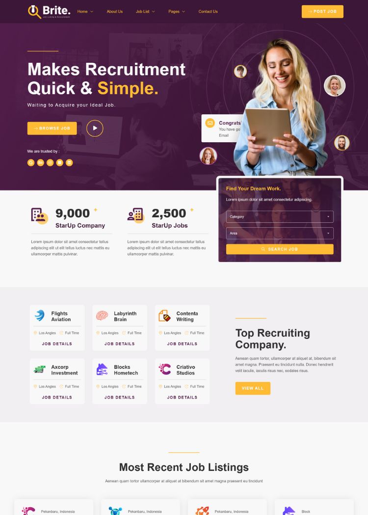 Job Listing & Recruitment Website Template