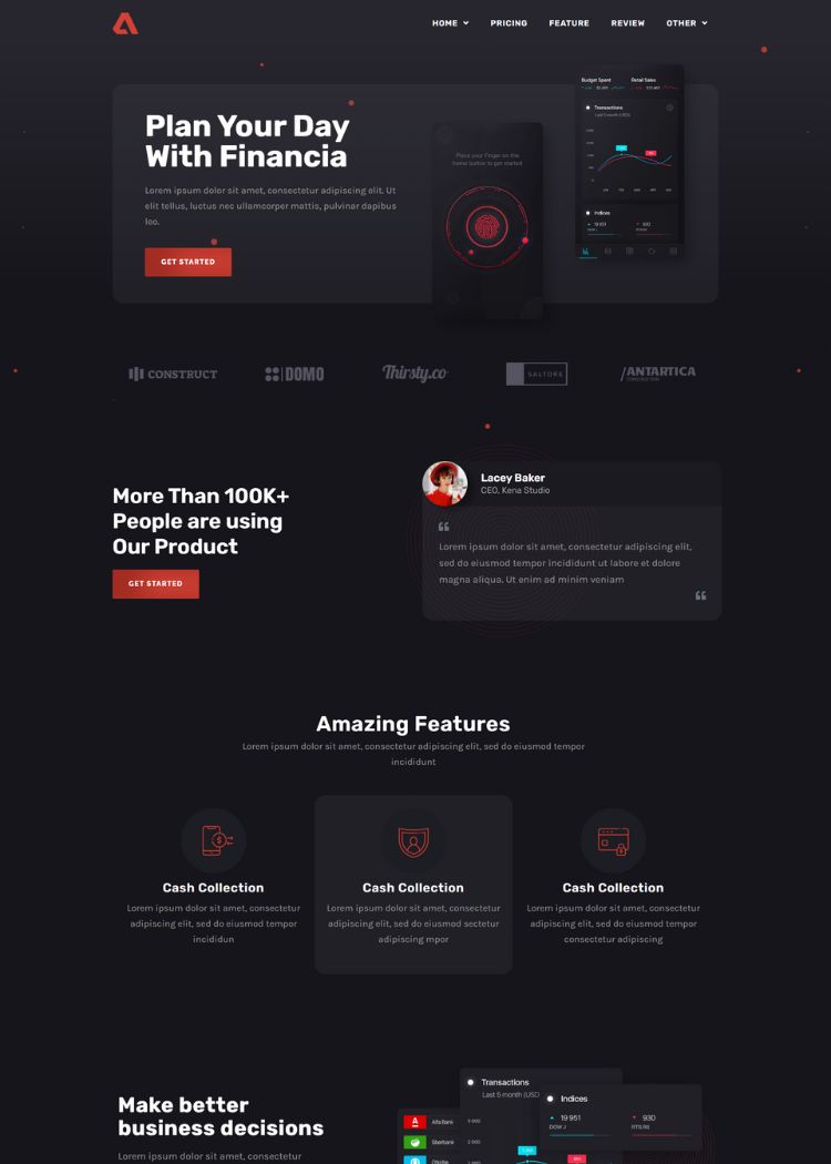 Mobile App & Fintech Website Template