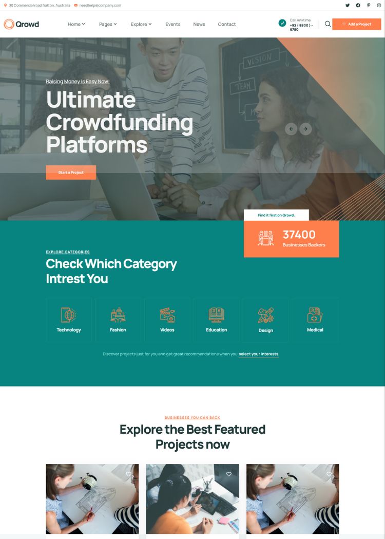 Crowdfunding Projects & Charity Website Template