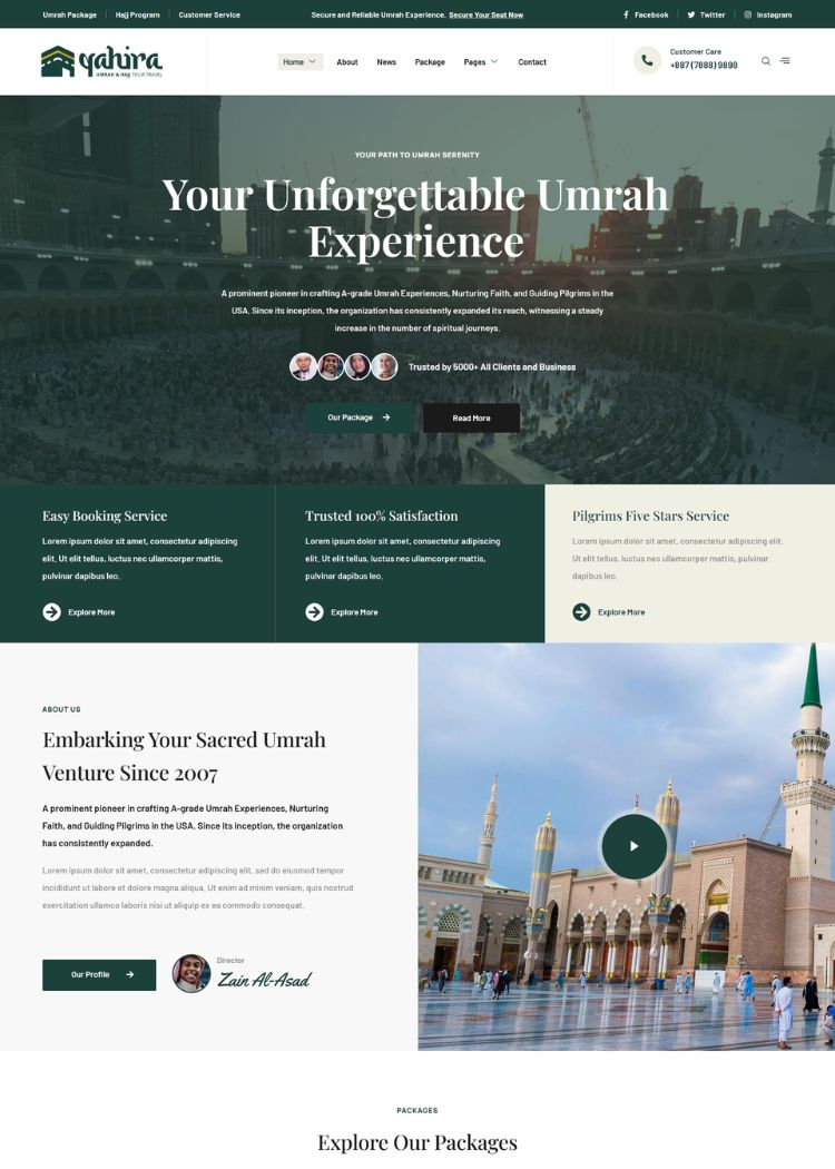Umrah & Hajj Tour Travel Website Template