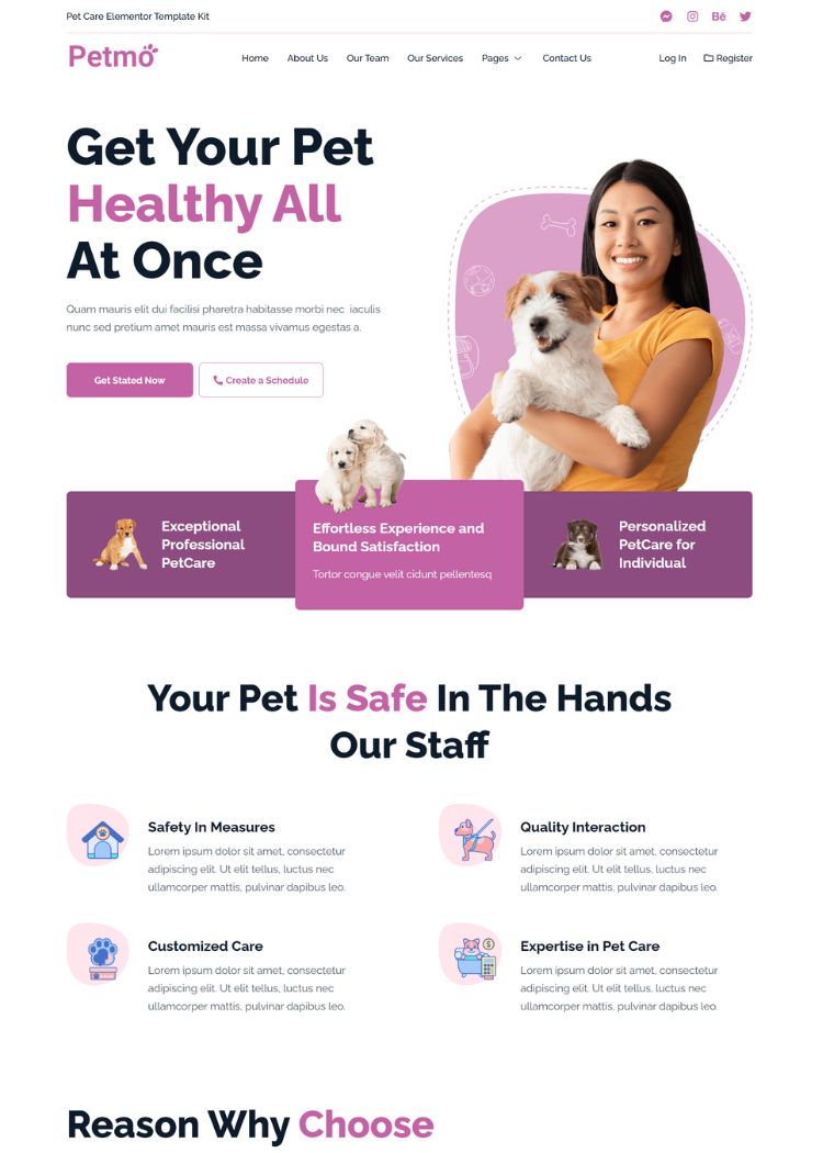 Pet Care Website Template
