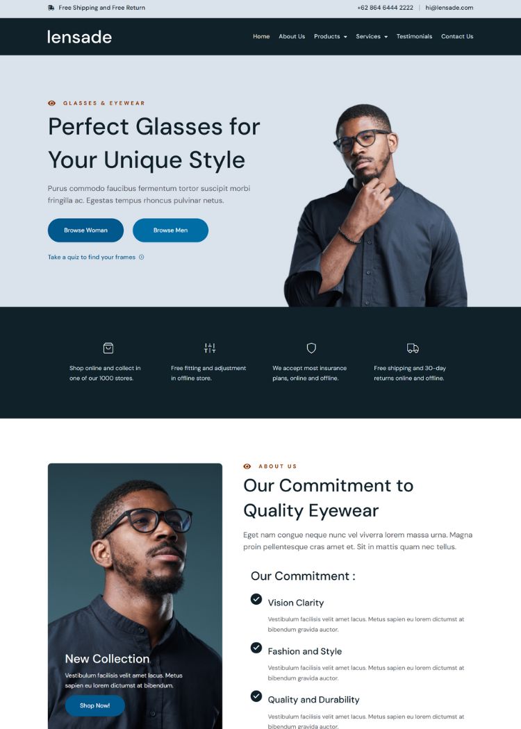Glasses & Eyewear Website Template