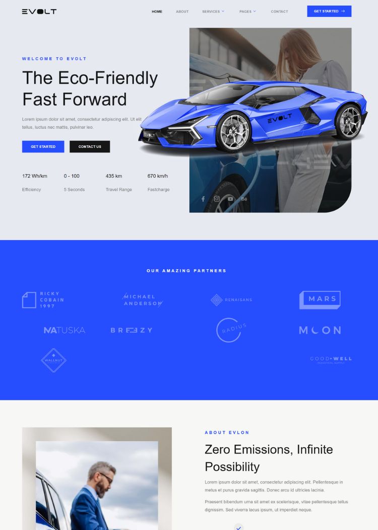 Electric Vehicle & Charging Station Website Template