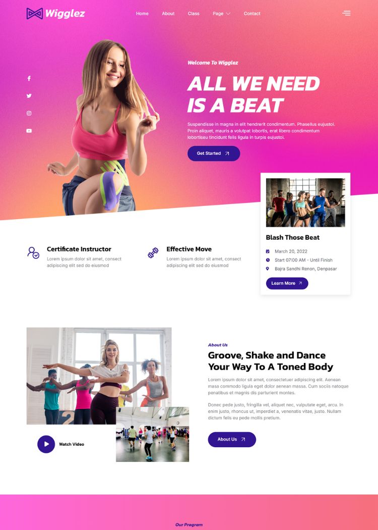 Aerobic & Zumba Studio Website Template