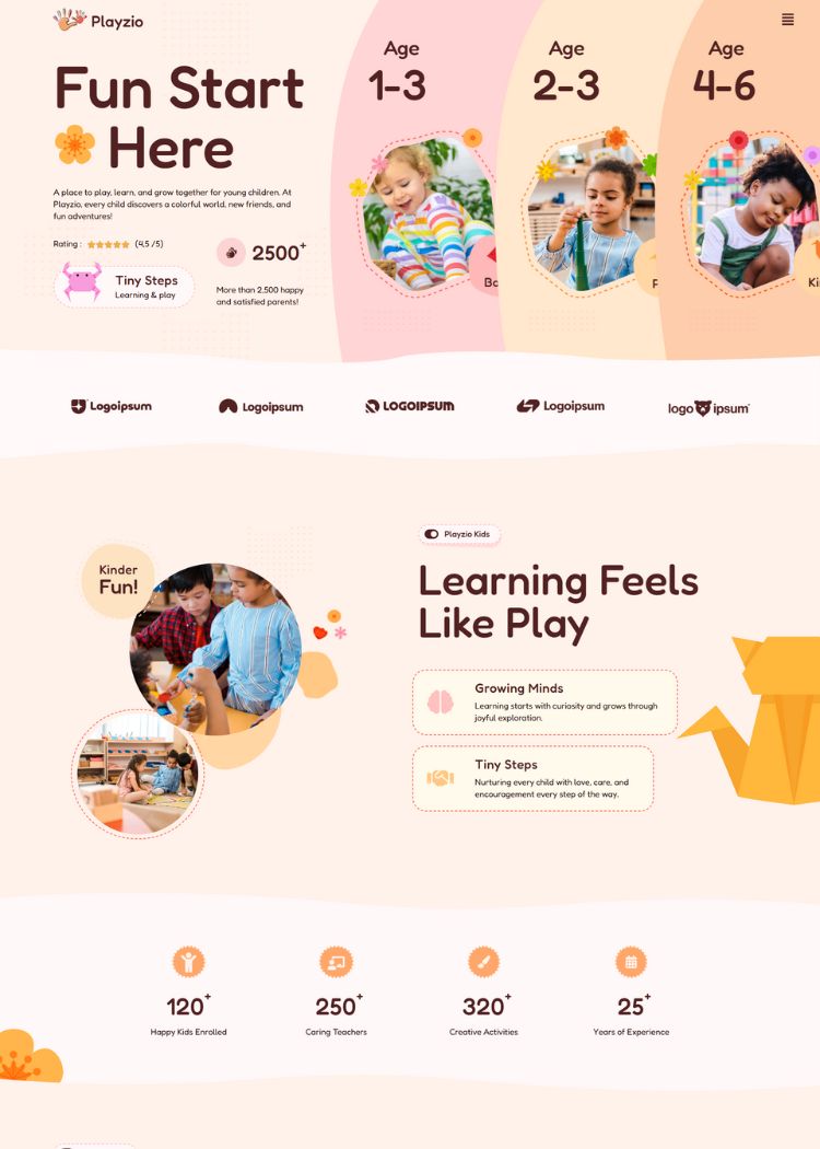  Kindergarten Child Care Website Template
