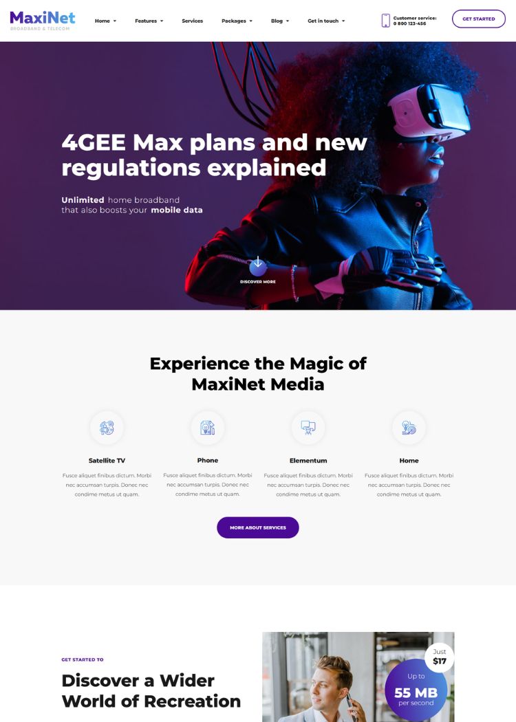 Internet & IPTV Provider Website Template
