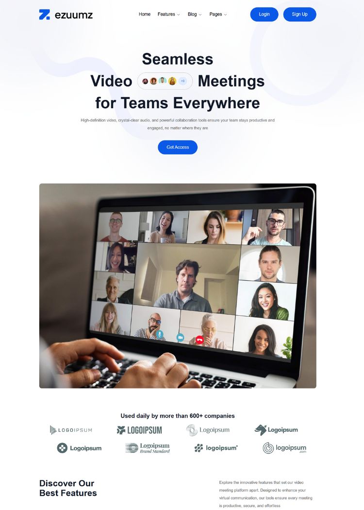 Video Conferencing & Webinar Website Template
